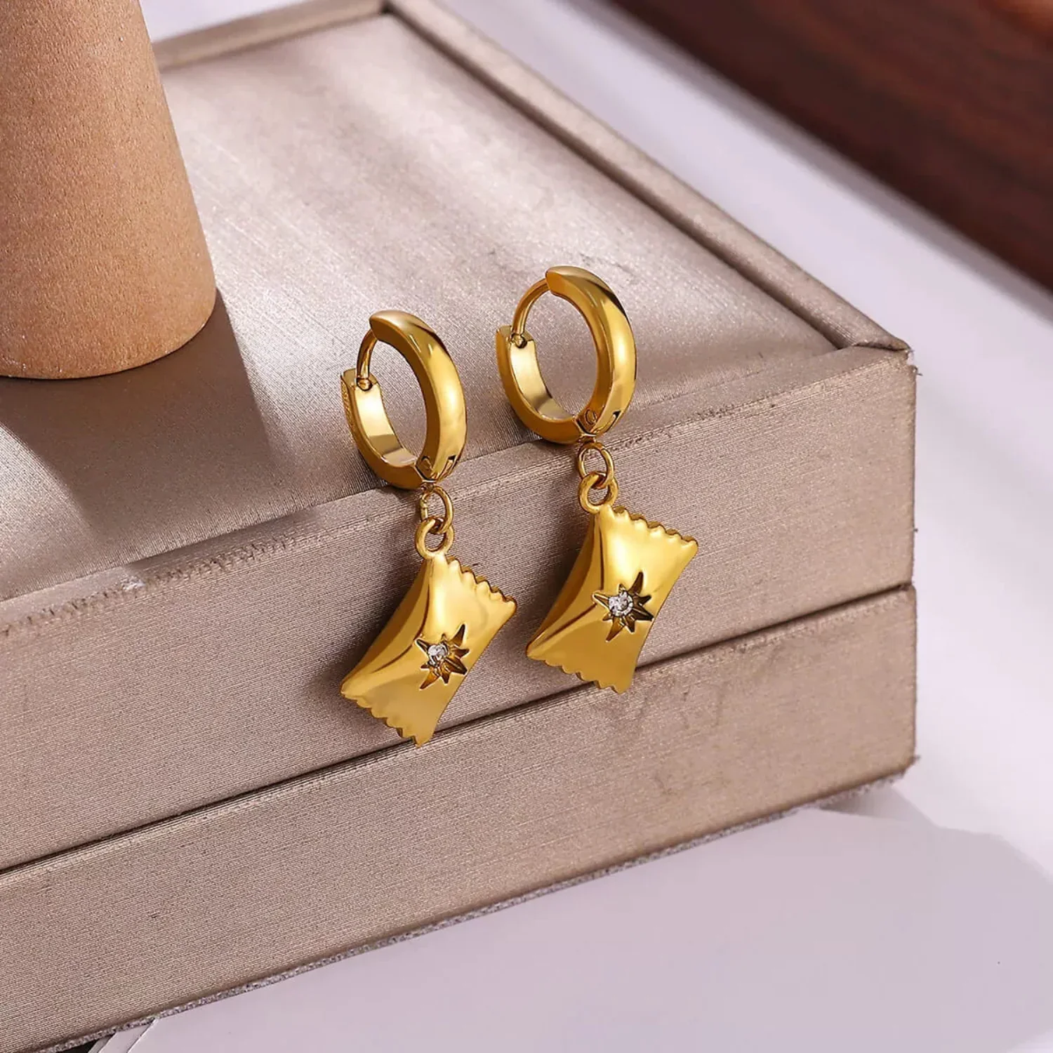 Gold Pillow Huggie Hoop Earrings