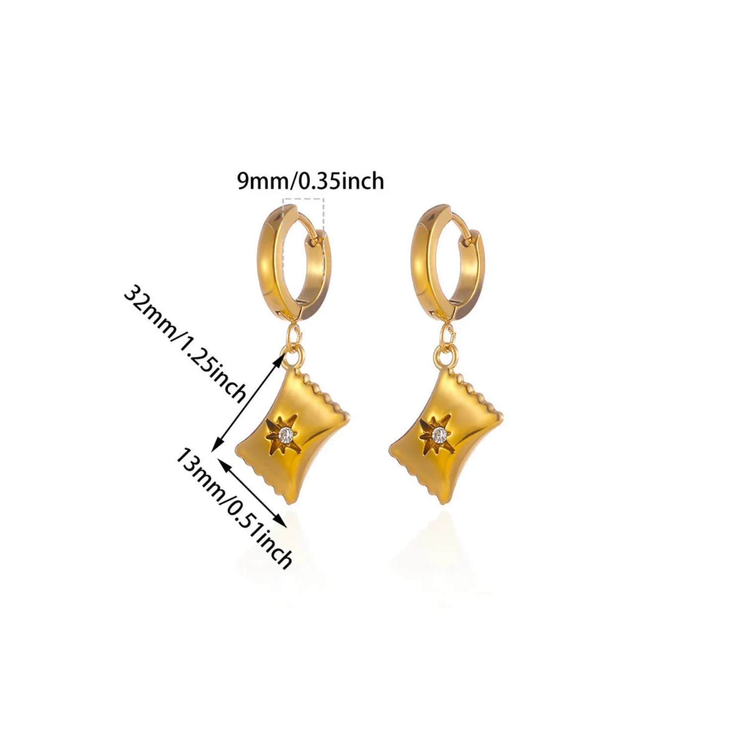 Gold Pillow Huggie Hoop Earrings - Image 4