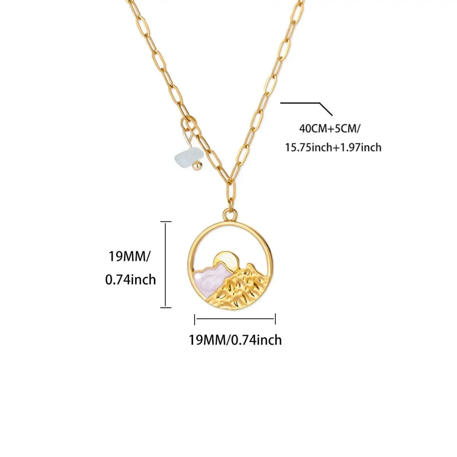 Gold Scenic Circle Paperclip Necklace - Image 2