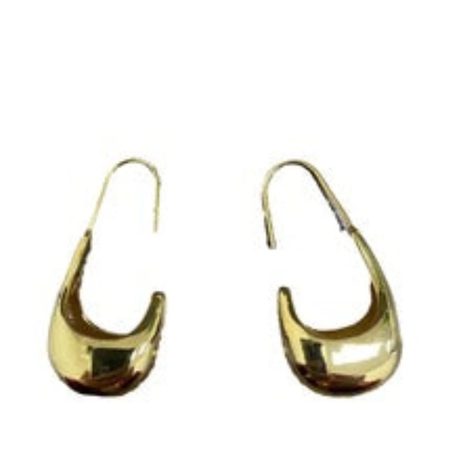 Gold Sculptural Crescent Hoop Earrings - Image 3