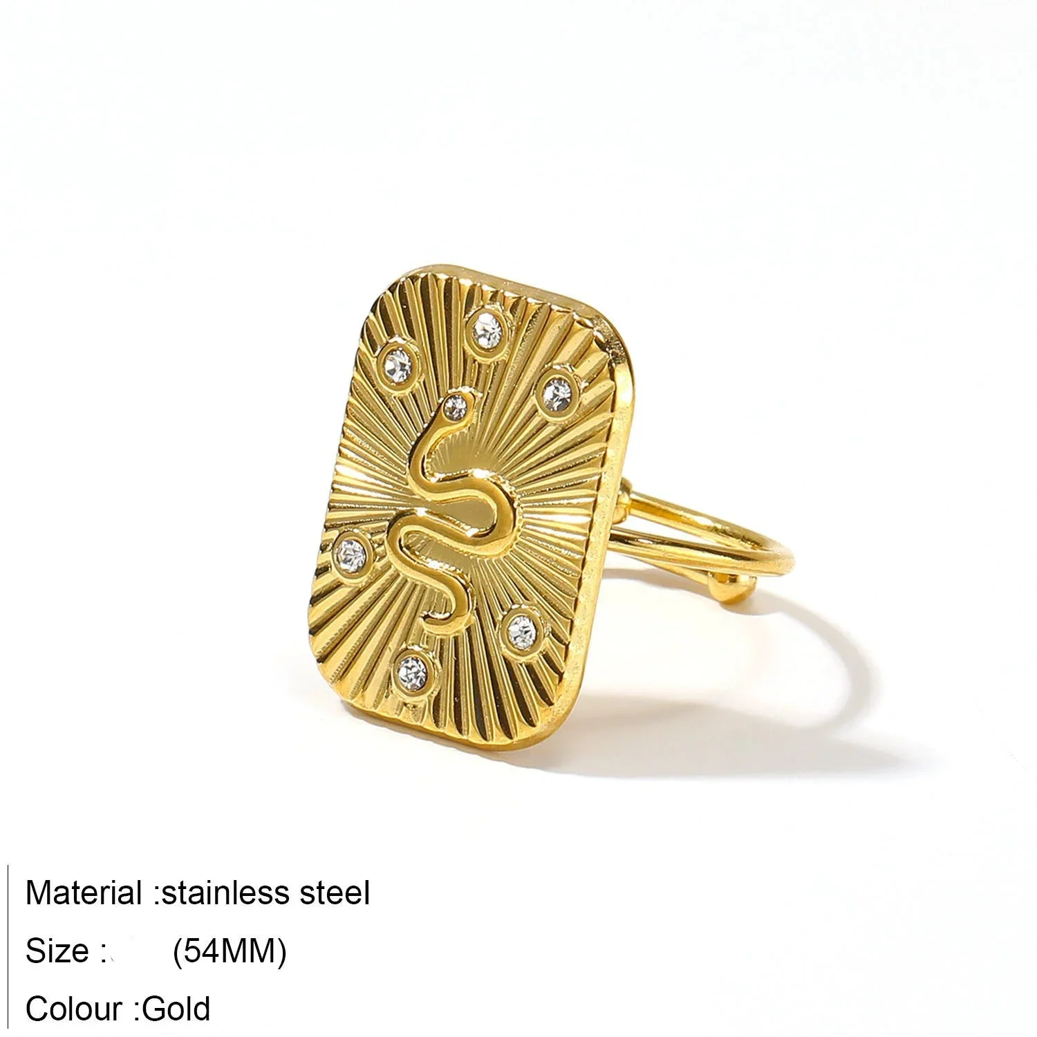 Gold Sunburst Snake Signet Ring - Image 3