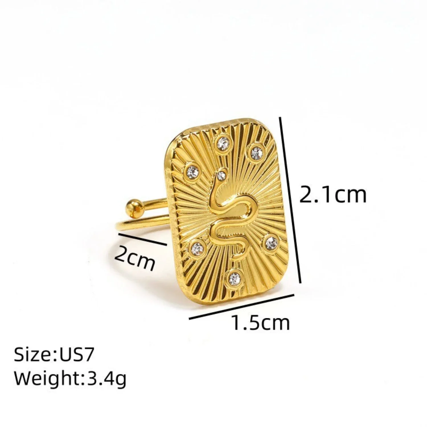 Gold Sunburst Snake Signet Ring - Image 4