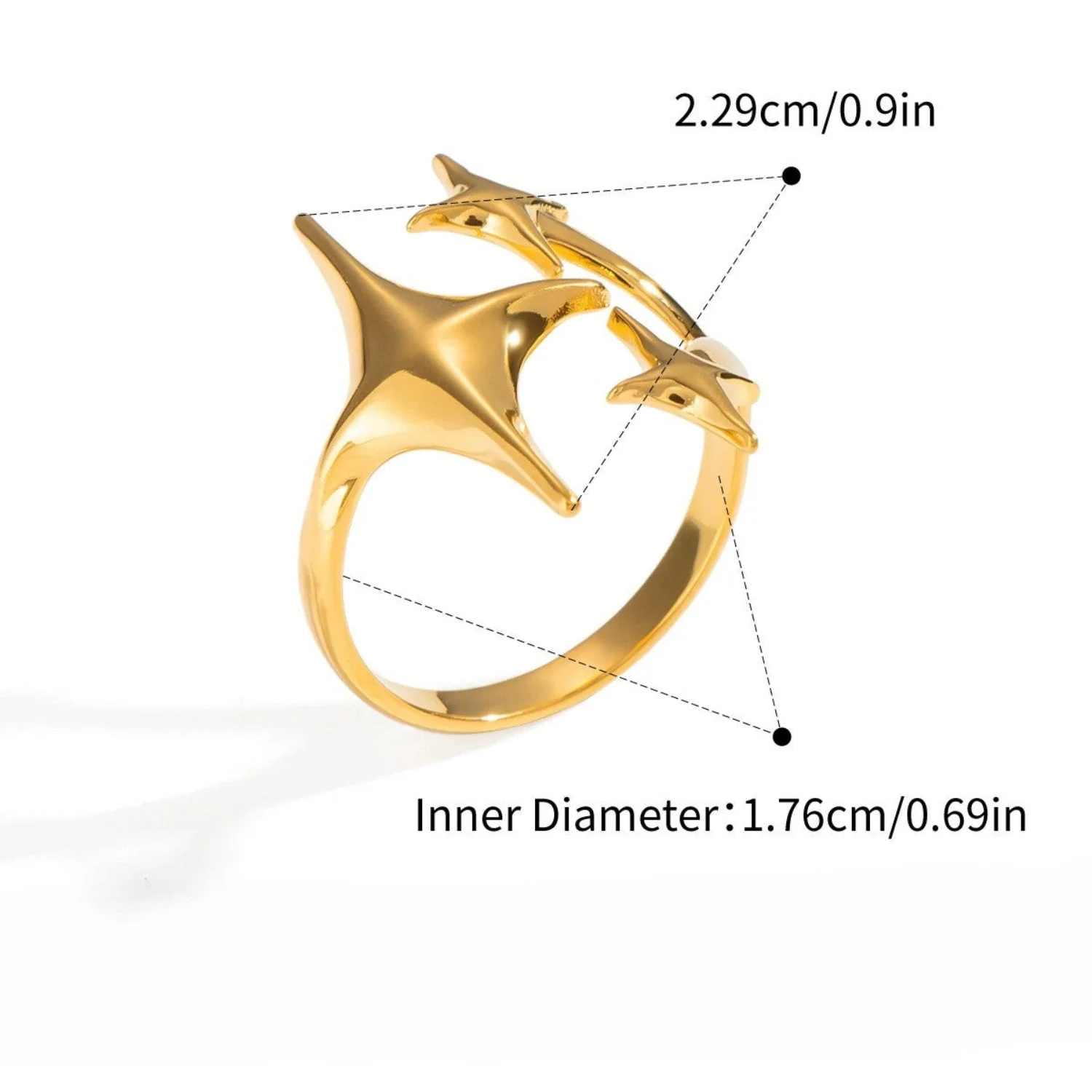 Gold Triple Starburst Statement Ring - Image 2