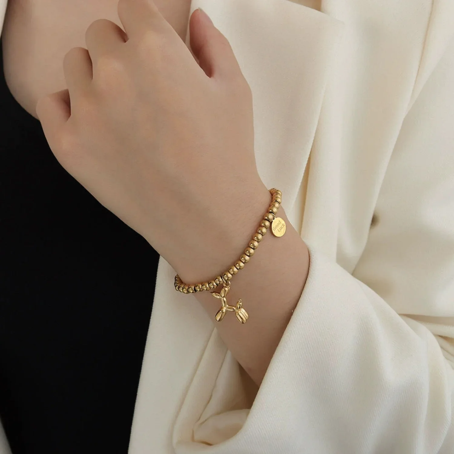 Golden Balloon Dog Bead Bracelet - Image 2