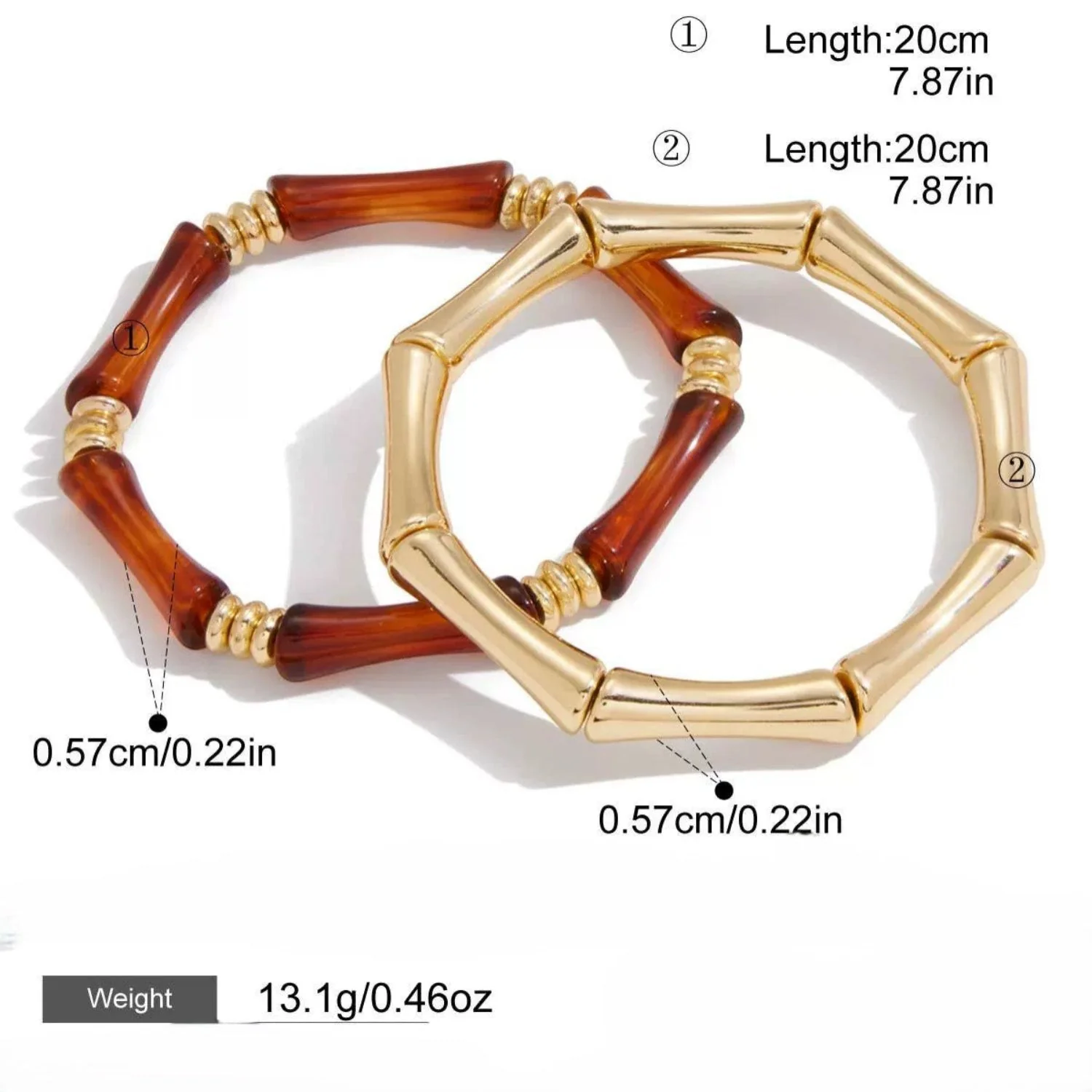 Golden Bamboo Resin Bracelet Set - Image 2