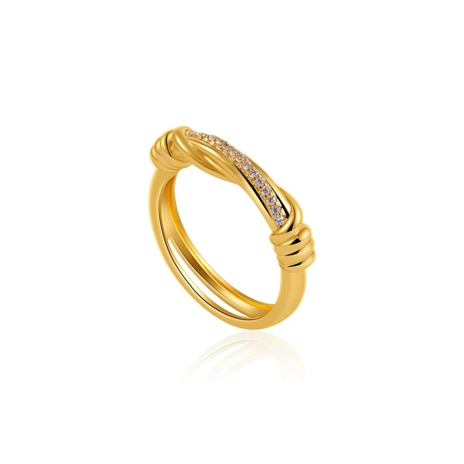 Golden Curve Knot Ring