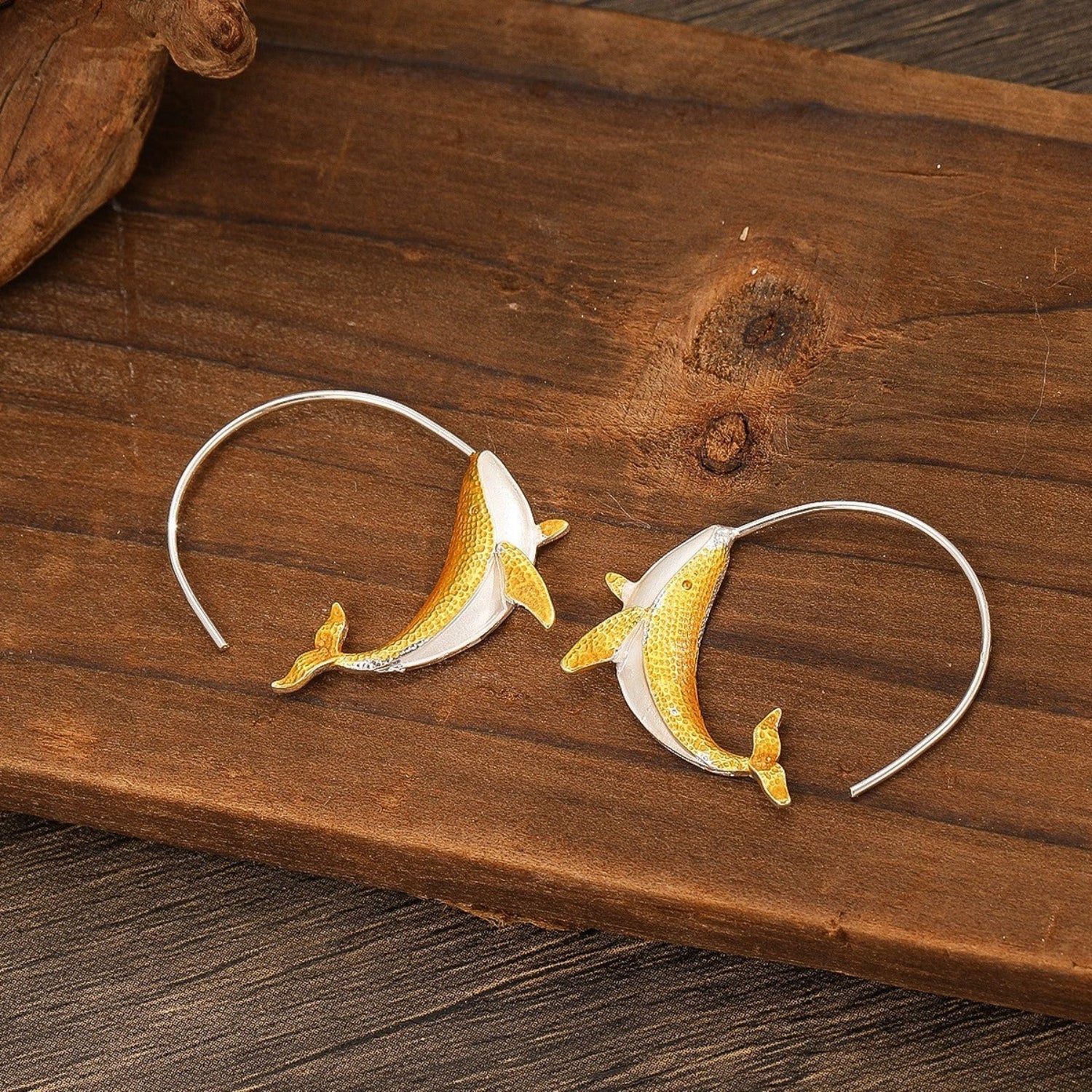 Golden Koi Fish Loop Earring