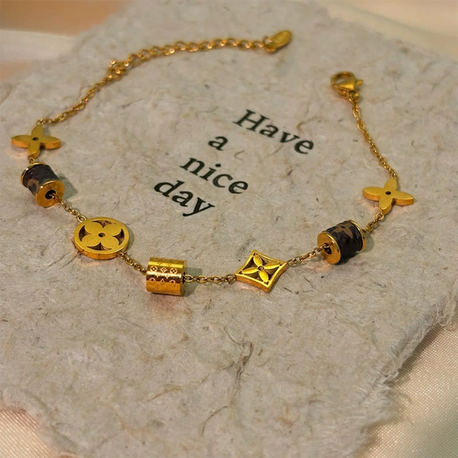 Golden Monogram Charm Link Bracelet - Image 3