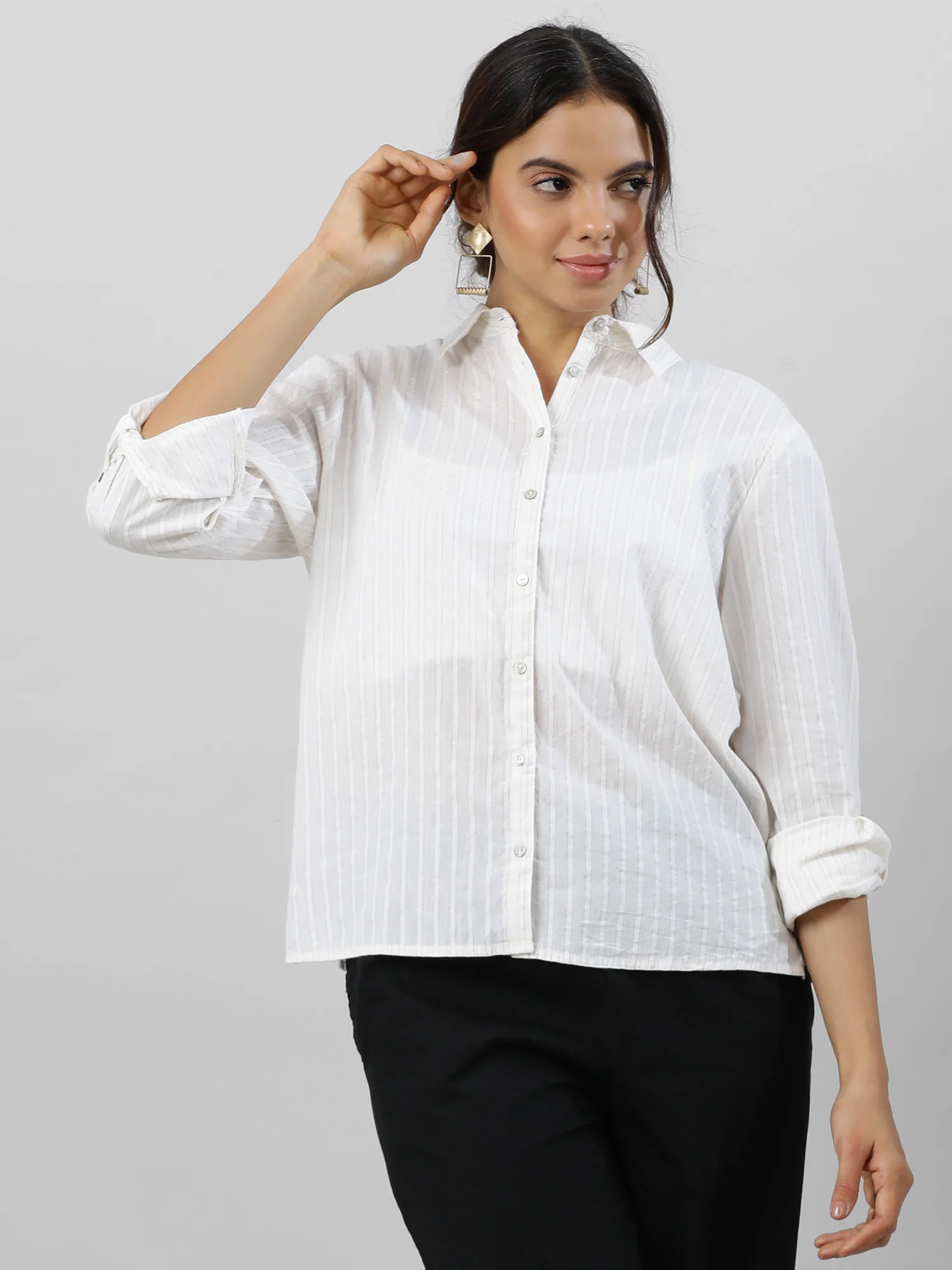 Women Golden Stripes Statement Shirt - Image 10