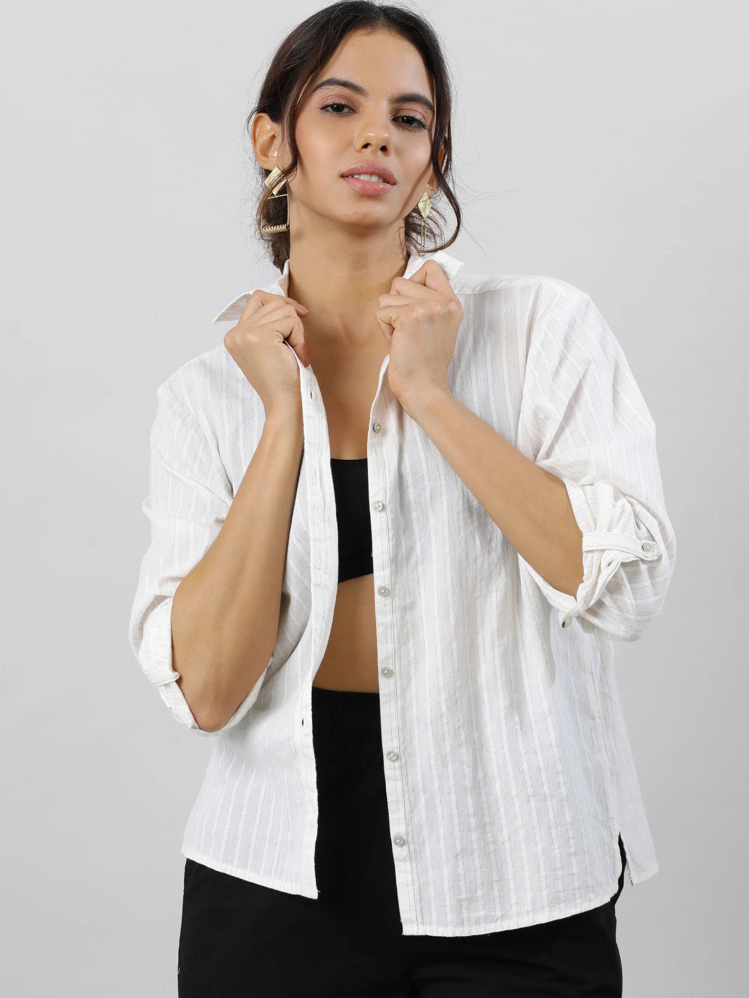 Women Golden Stripes Statement Shirt - Image 4