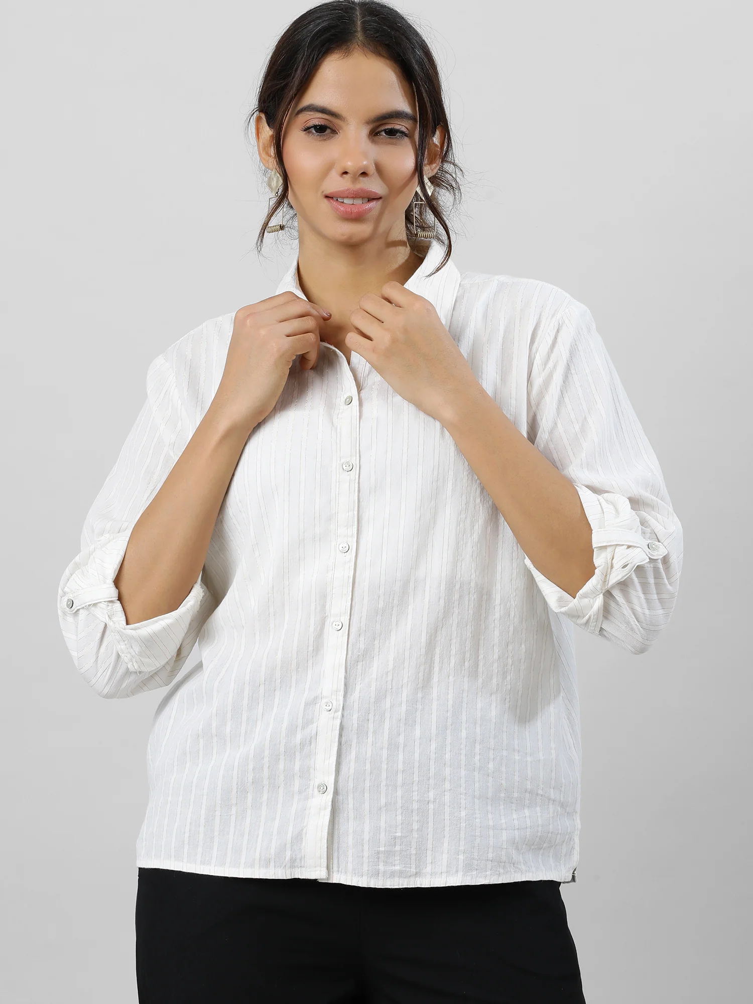 Women Golden Stripes Statement Shirt - Image 7