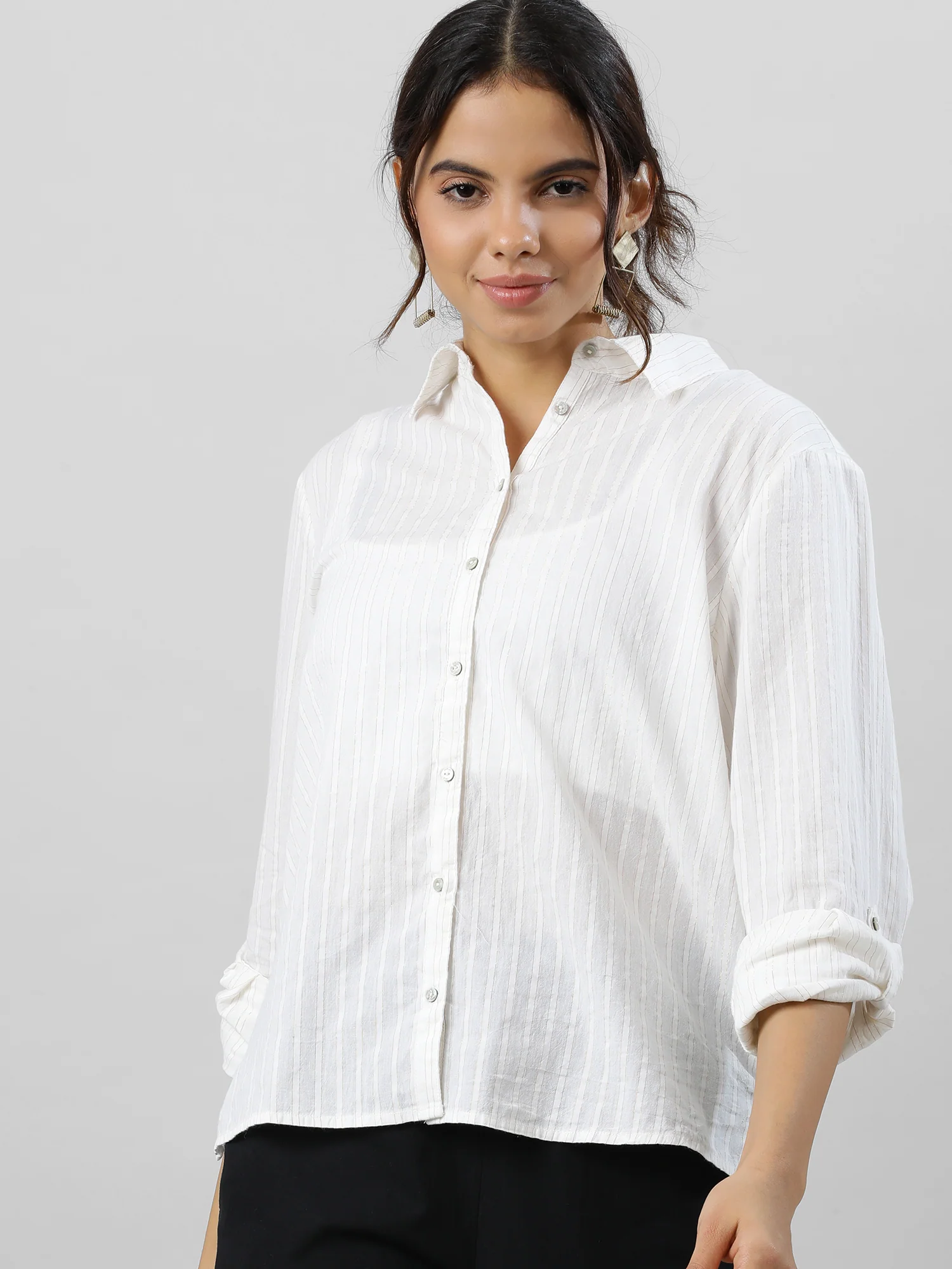 Women Golden Stripes Statement Shirt - Image 9