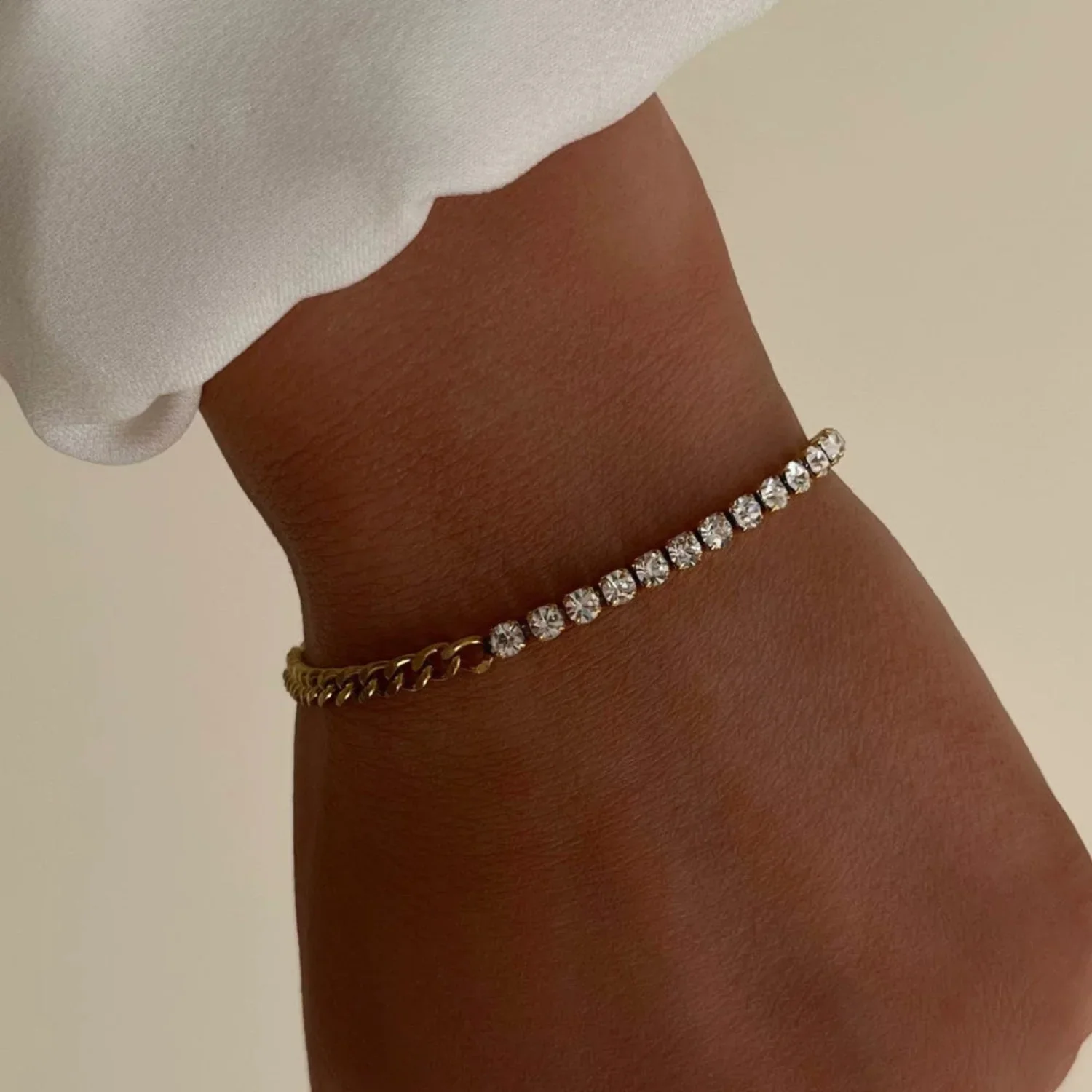 Golden Tennis & Curb Bracelet