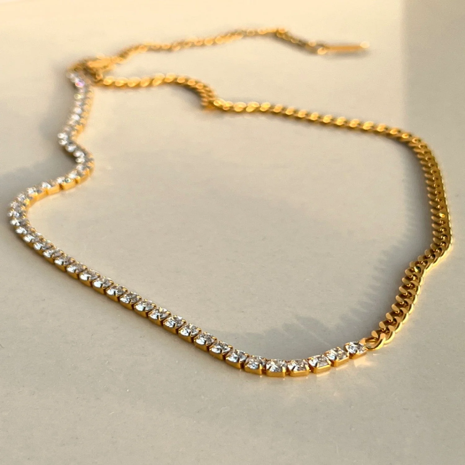 Golden Tennis & Curb Necklace - Image 2