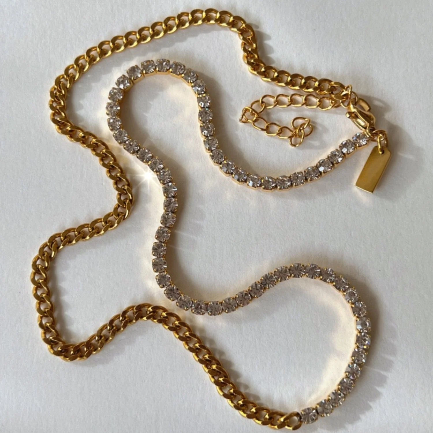 Golden Tennis & Curb Necklace - Image 3