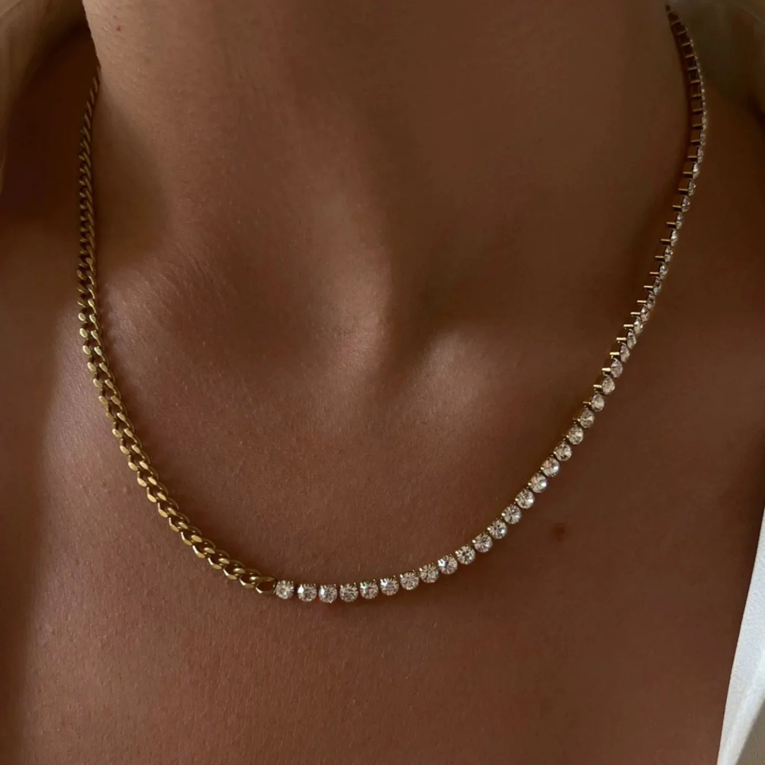 Golden Tennis & Curb Necklace - Image 4
