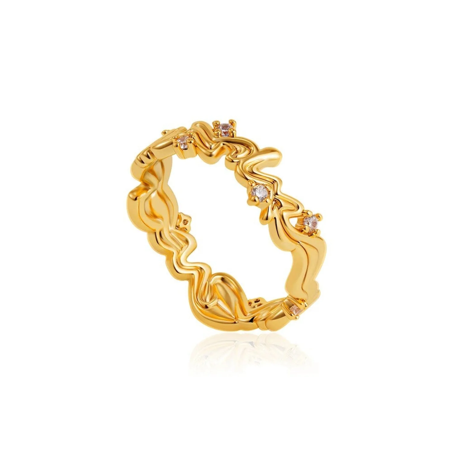 Golden Wave Sparkle Ring