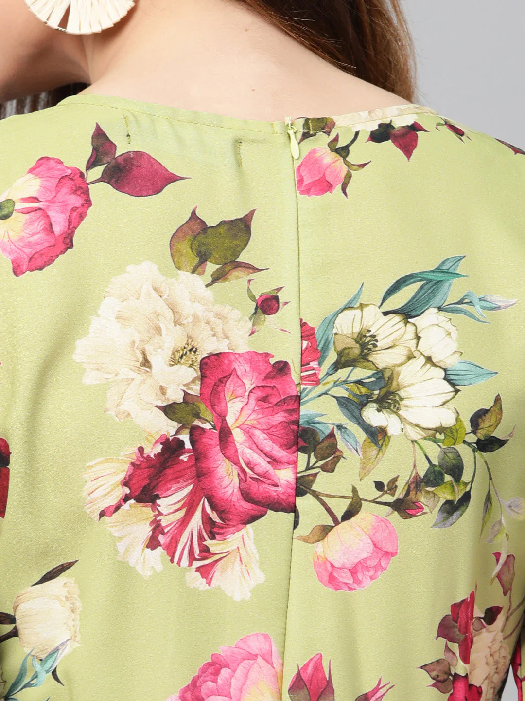Women Green Floral Flared Maxi Dress - Image 5