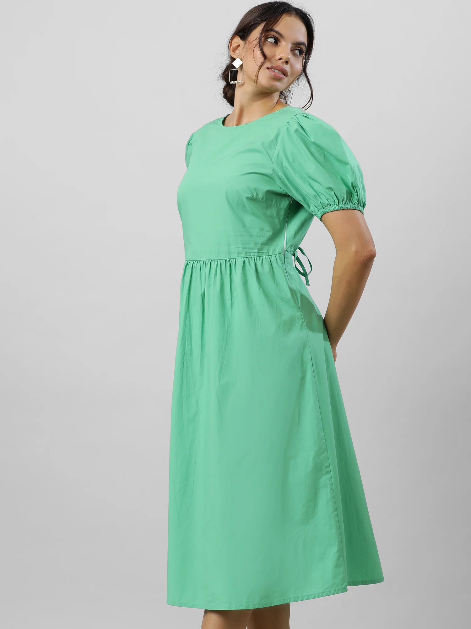 Women Green Goddess Midi Dress - Image 5