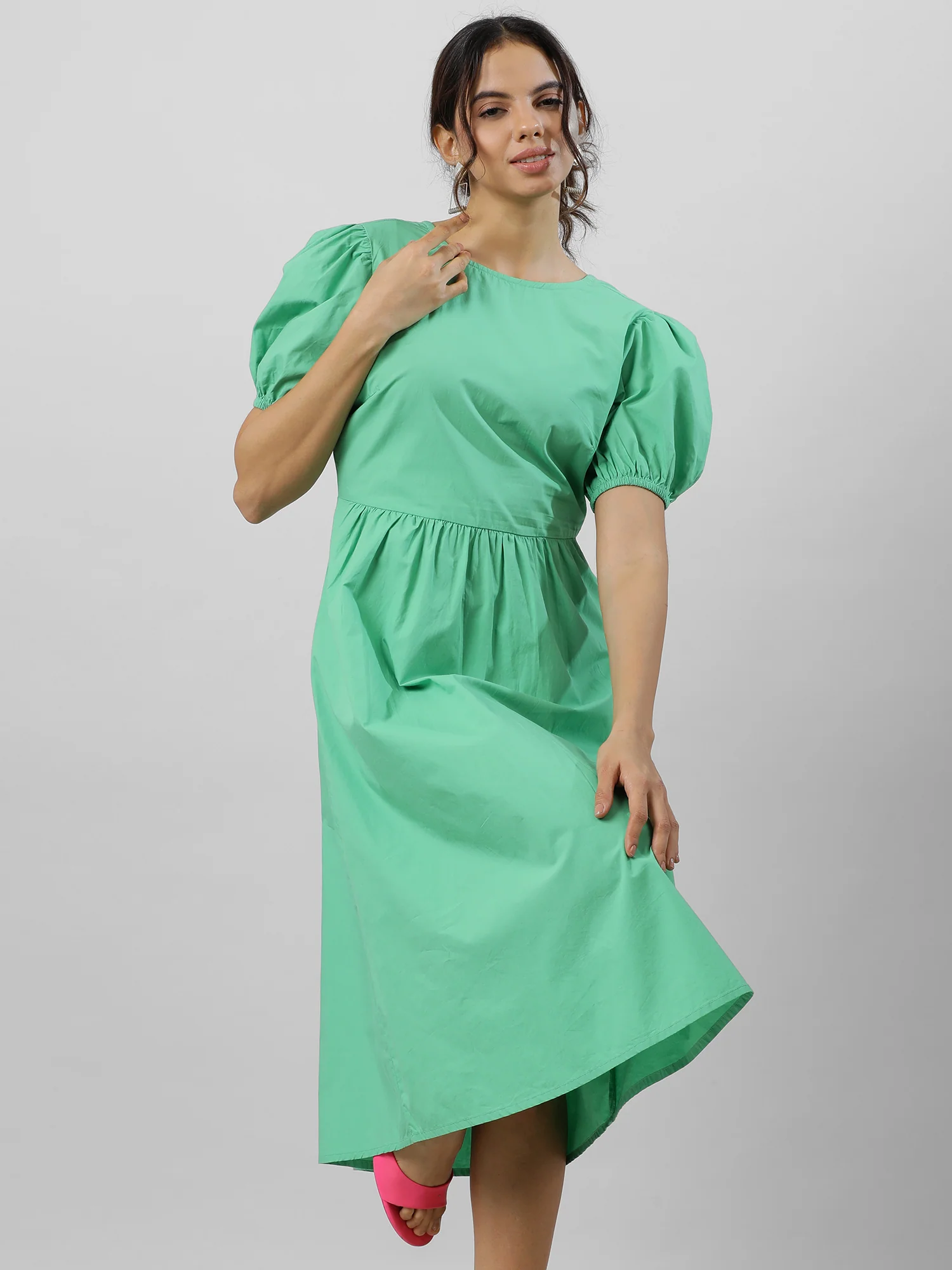 Women Green Goddess Midi Dress - Image 6