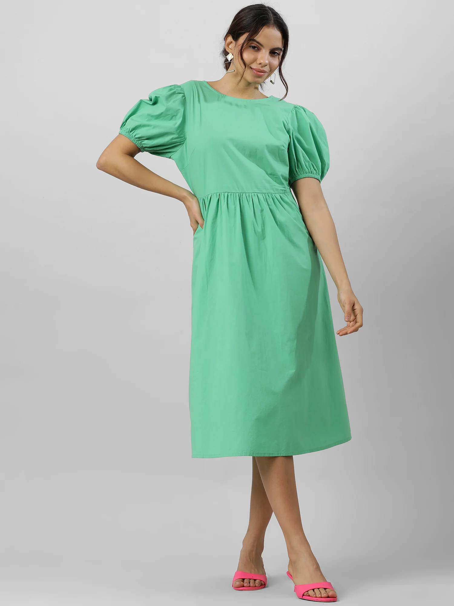 Women Green Goddess Midi Dress - Image 7