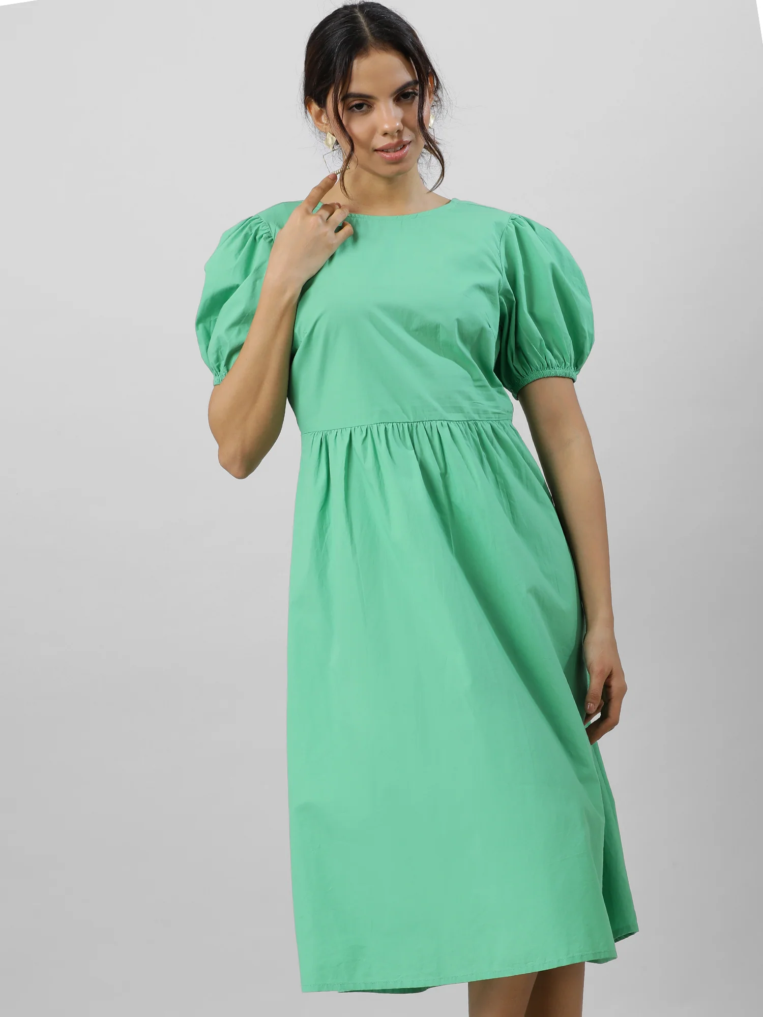 Women Green Goddess Midi Dress - Image 9