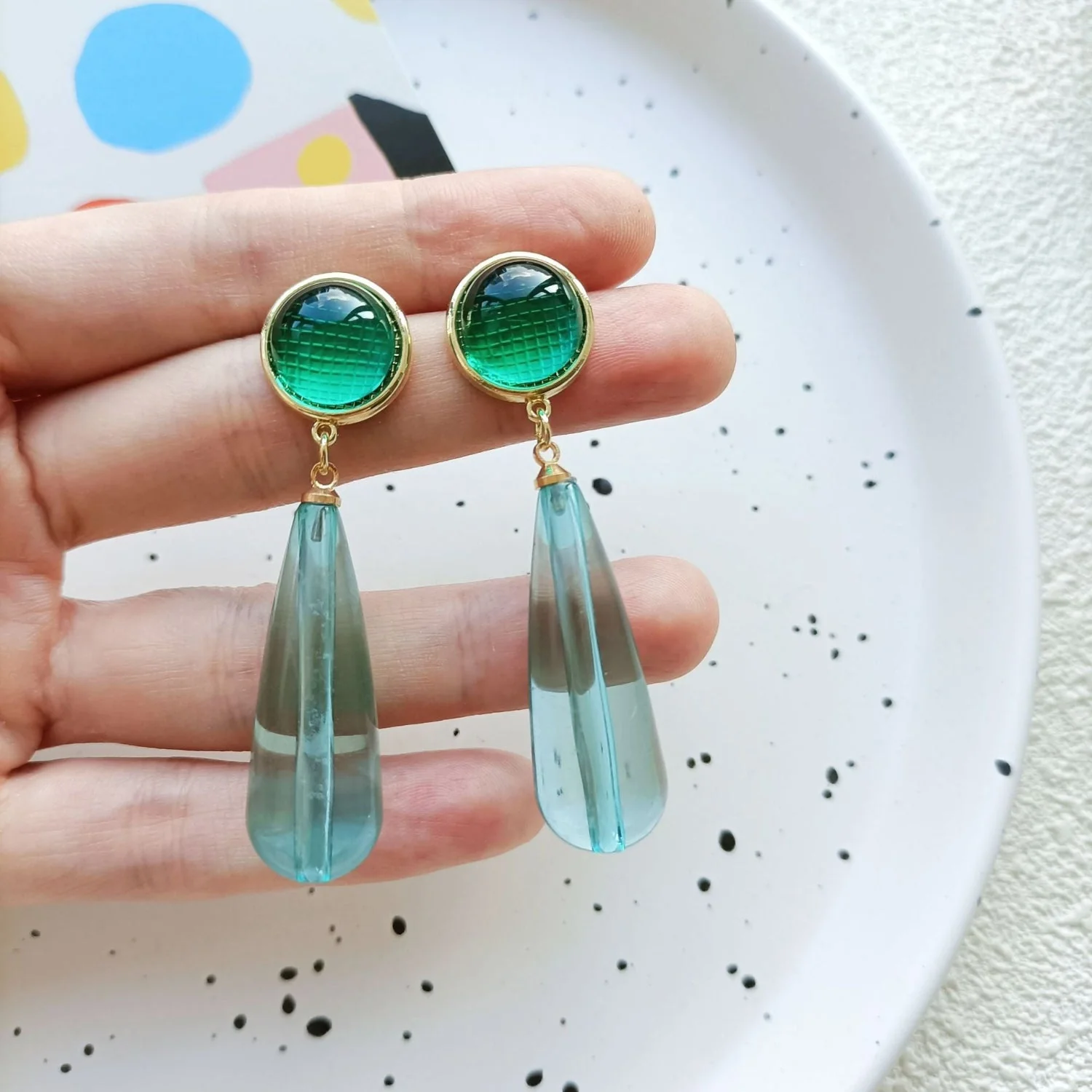 Green Pin Earring