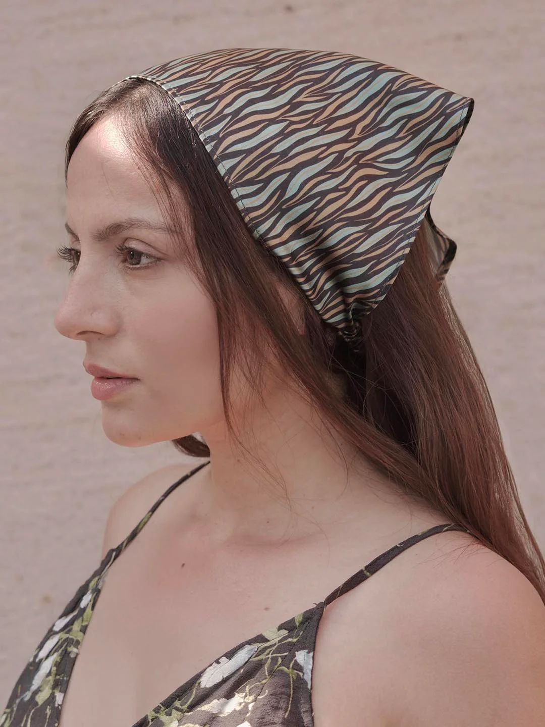 Green Zebra Patterned Headscarf
