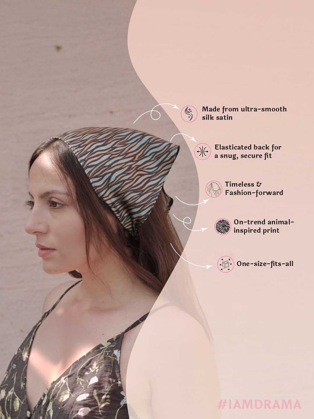 Green Zebra Patterned Headscarf - Image 4