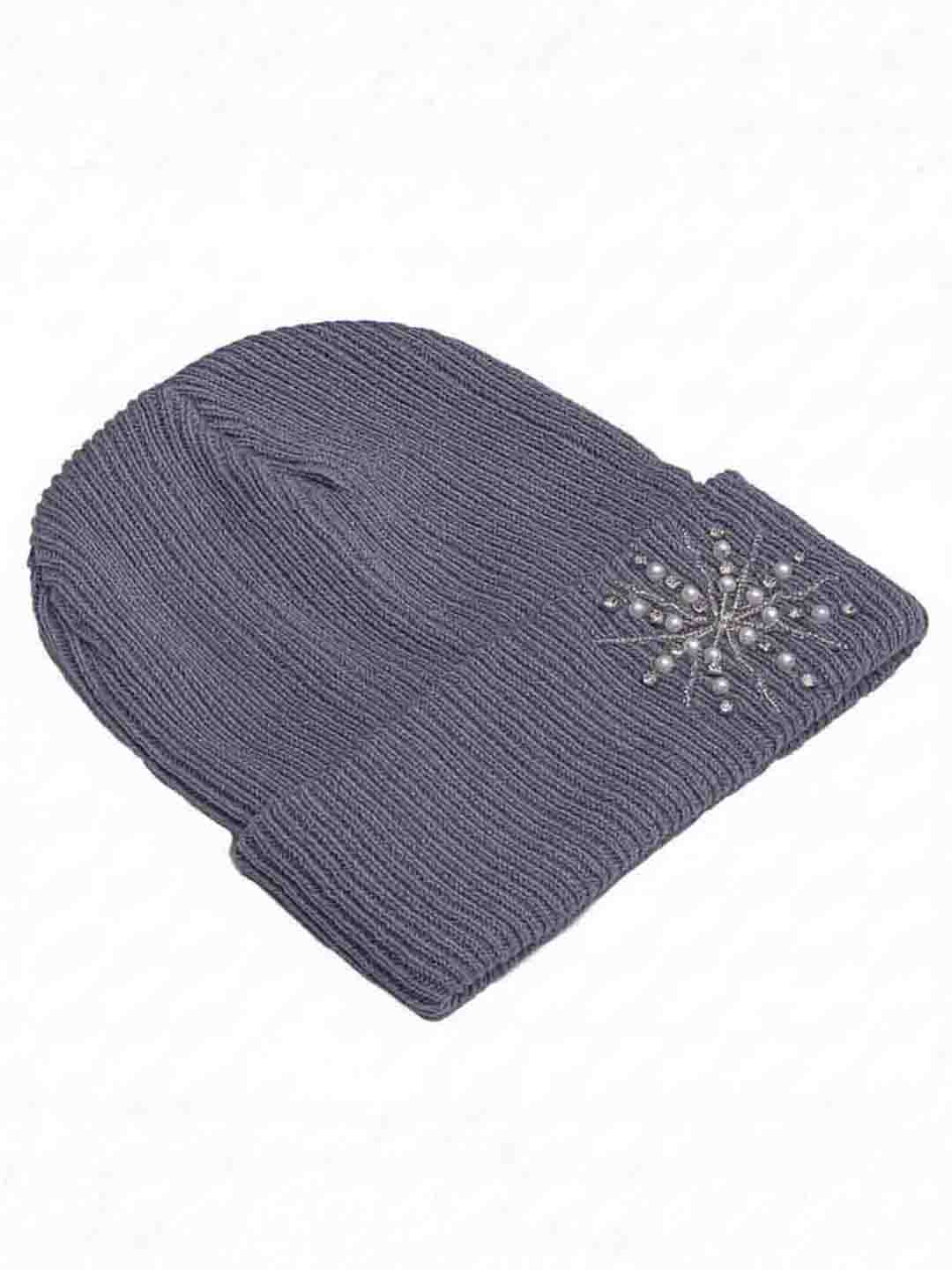 Grey Beanie with Pearls & Crystals - Image 5