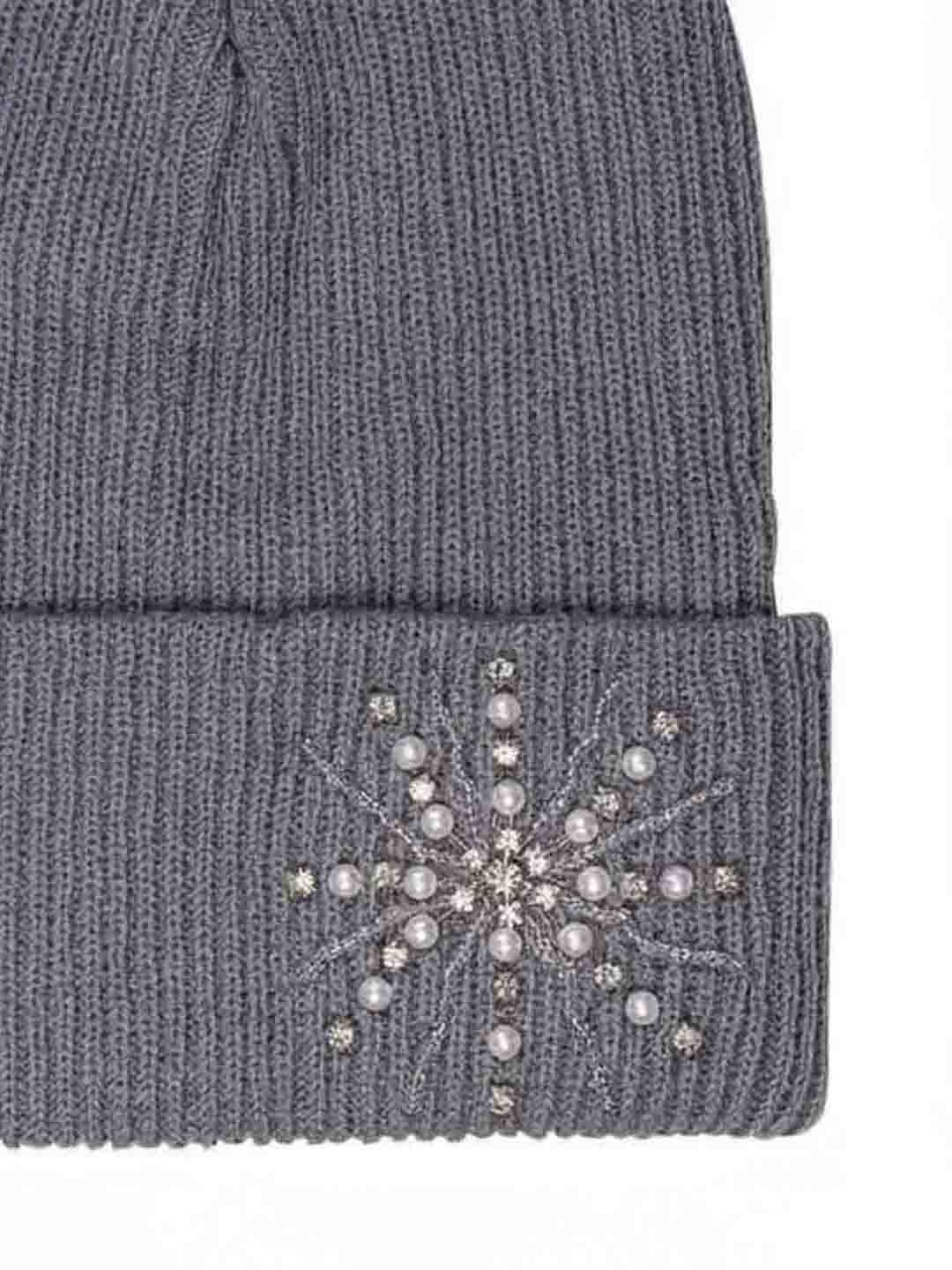 Grey Beanie with Pearls & Crystals - Image 6
