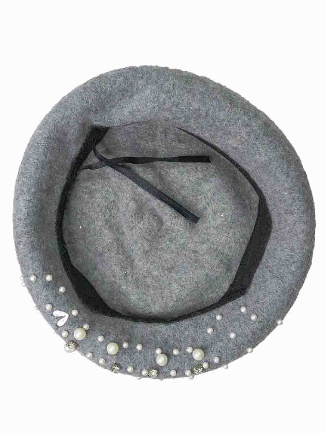 Grey Beret with Pearls & Crystals  - Image 5