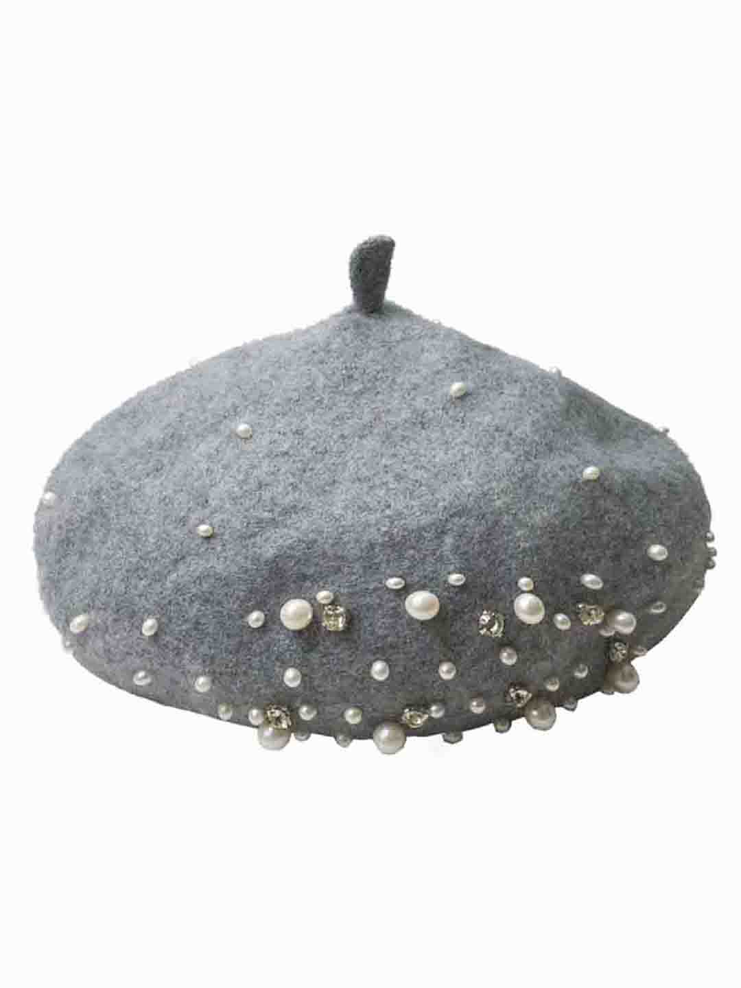 Grey Beret with Pearls & Crystals  - Image 6