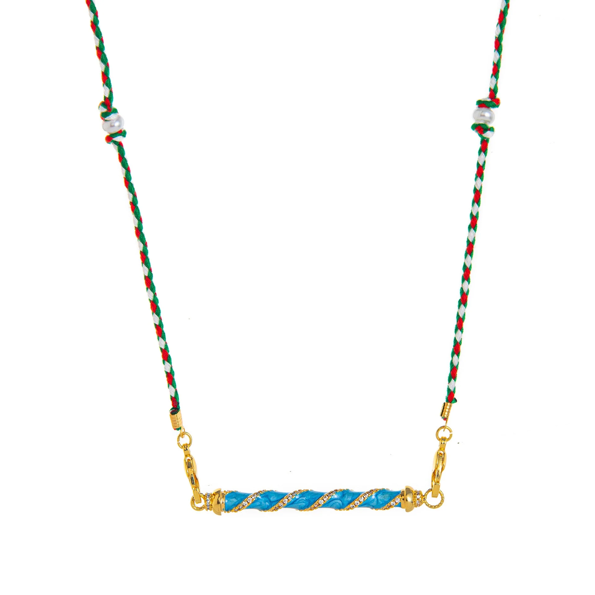 Handmade Twisted Blue Braided Cord Necklace