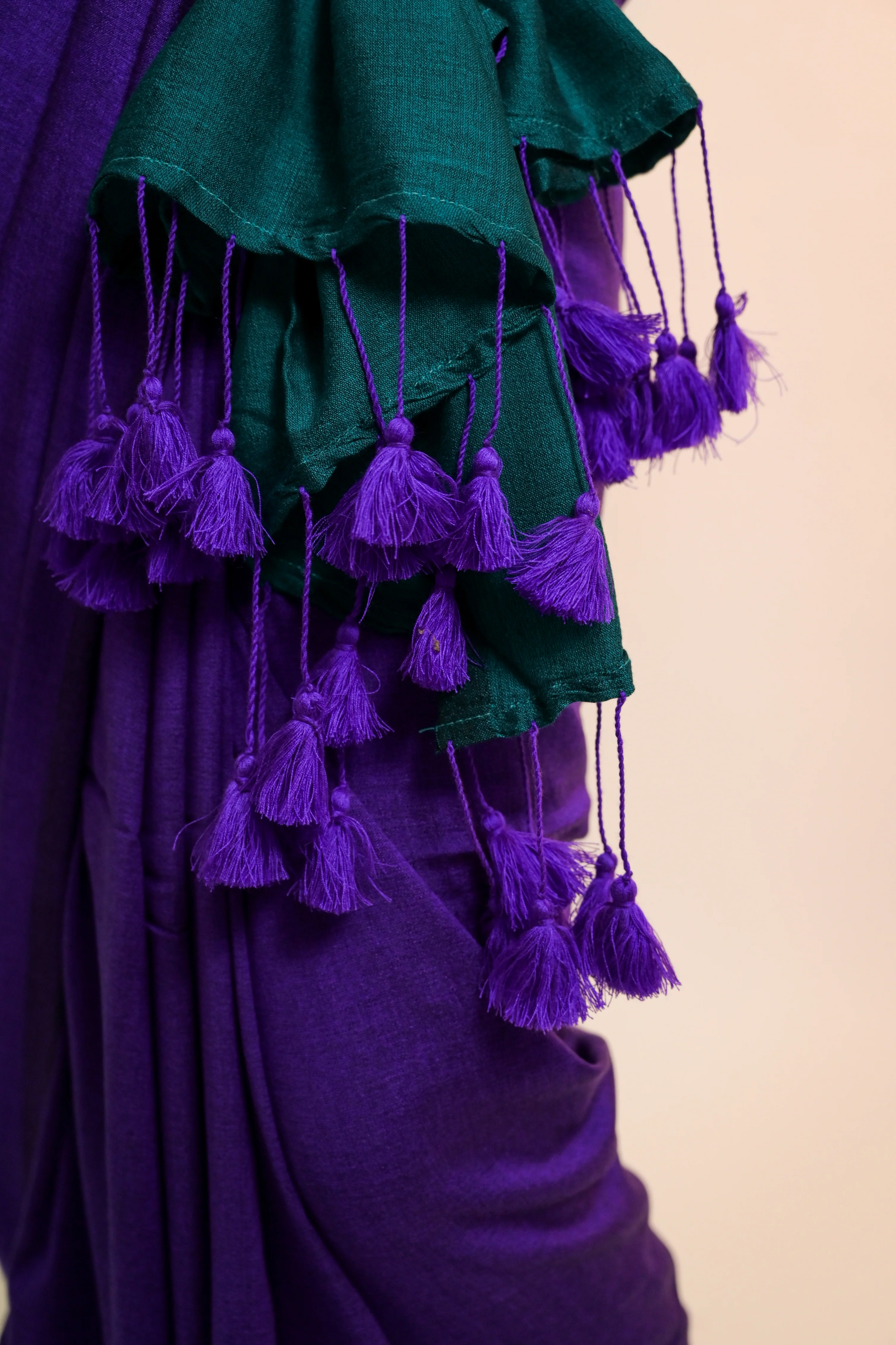 Hawa Hawai Purple Handloom Cotton Acrylic Saree - Image 5