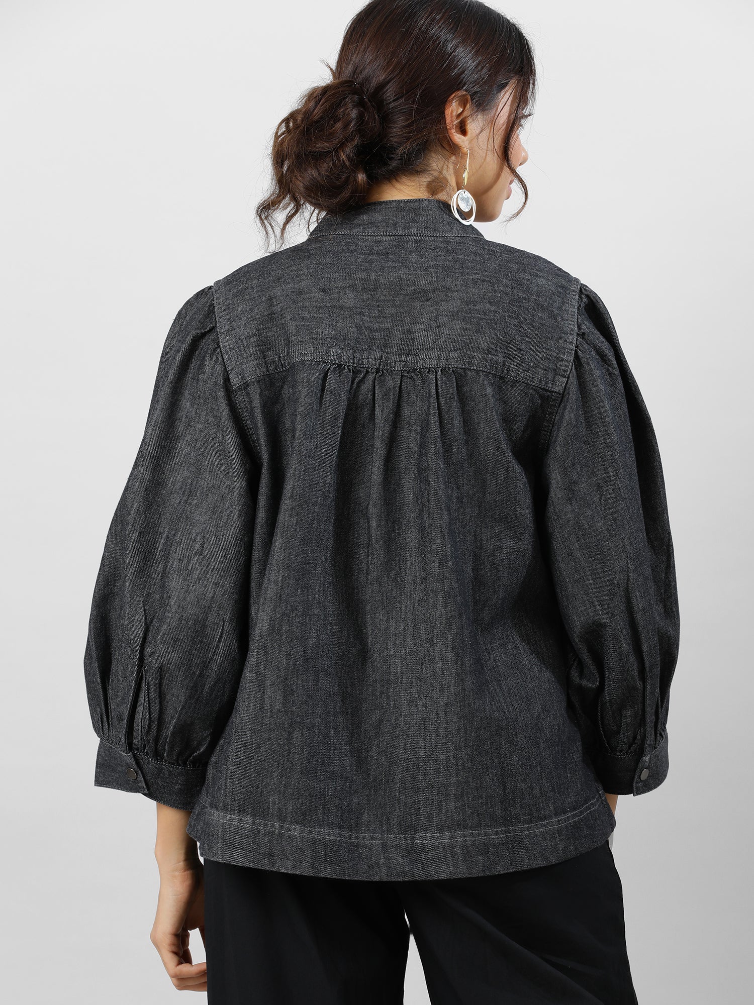 Women Oversized Denim Shirt - Image 3