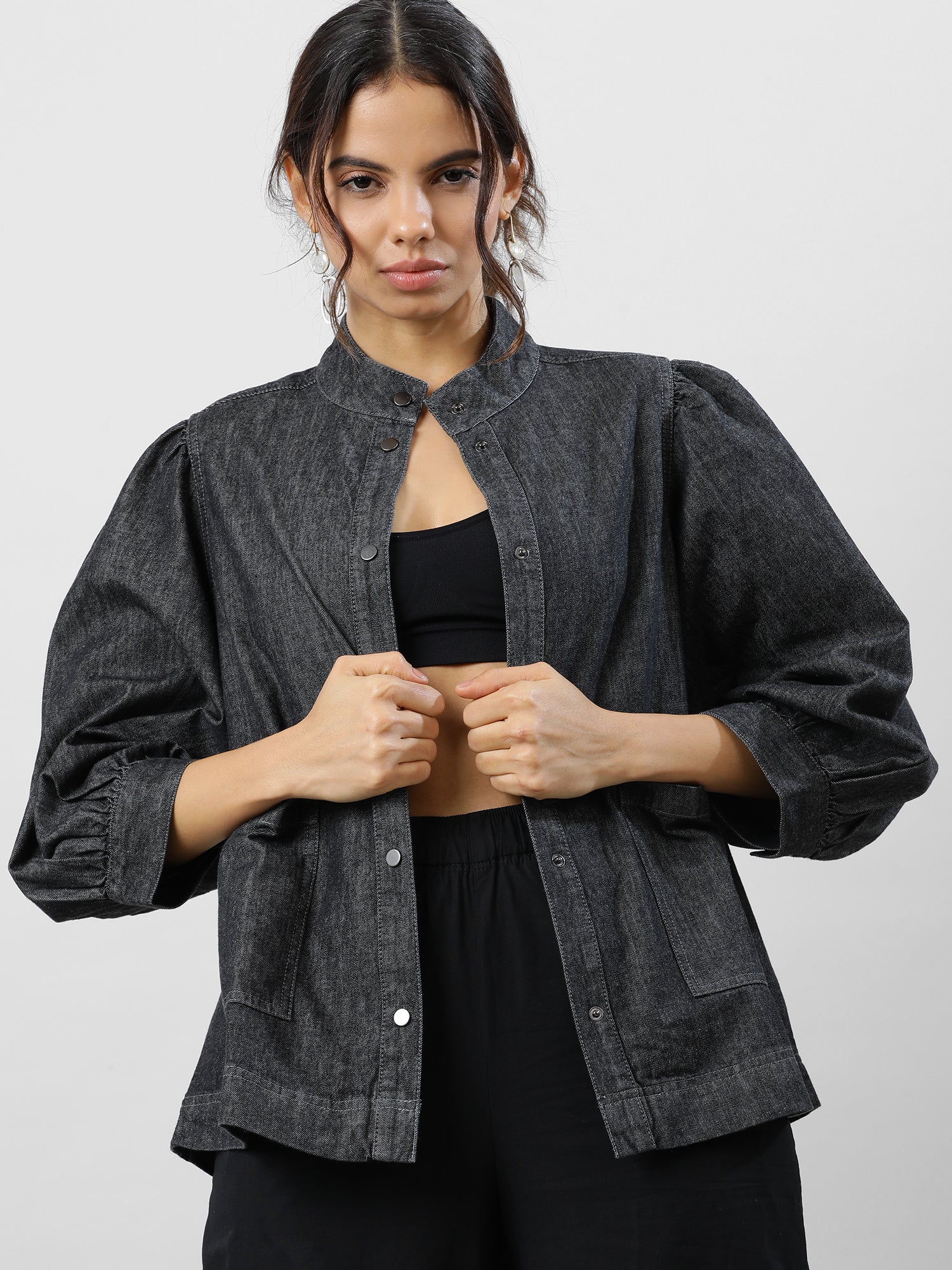 Women Oversized Denim Shirt - Image 6