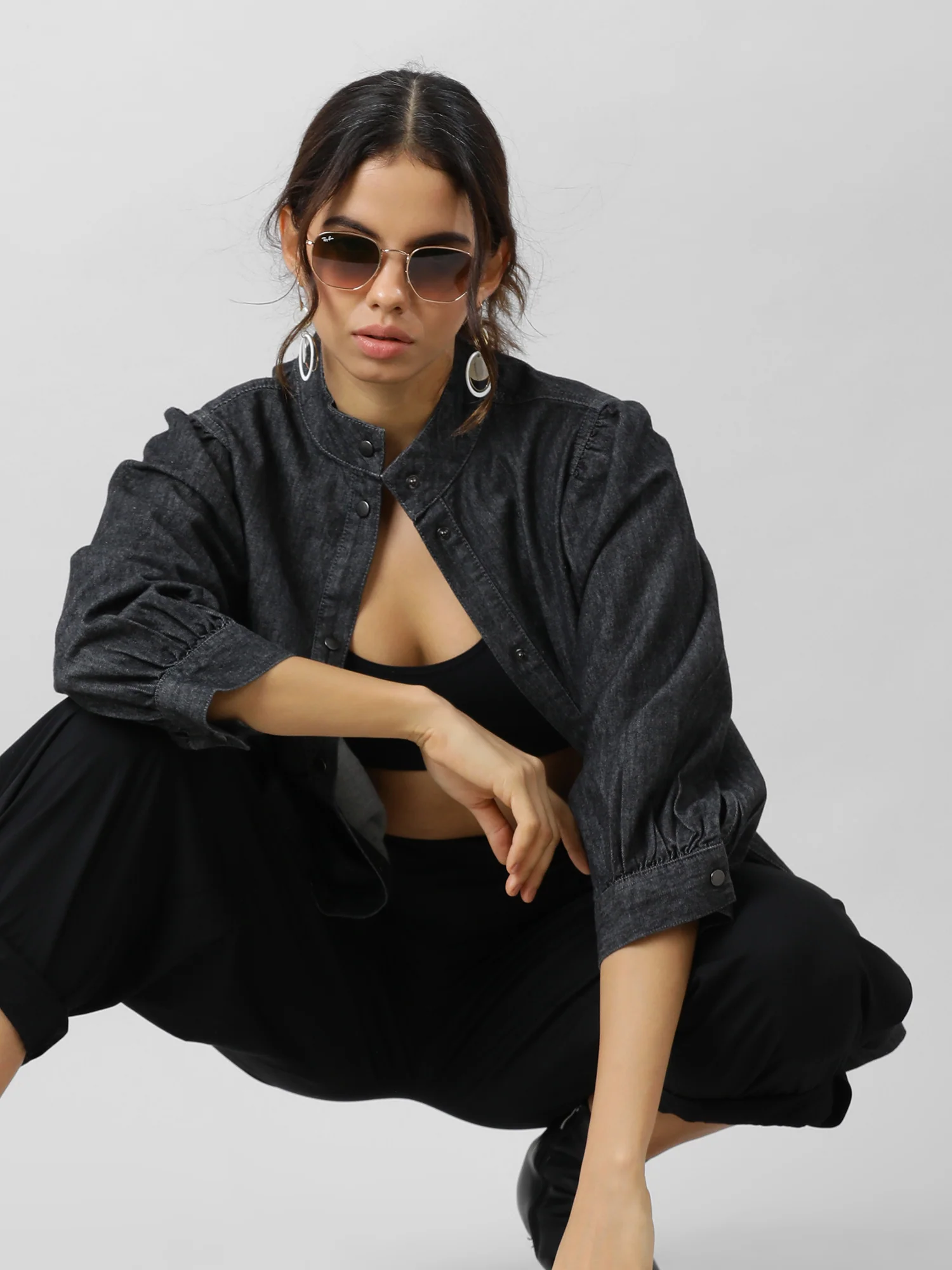 Women Oversized Denim Shirt - Image 9