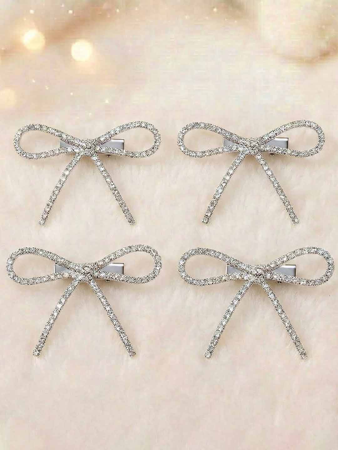 Holographic Crystal Hair Bows Alligator Clip Set of 4 - Image 2