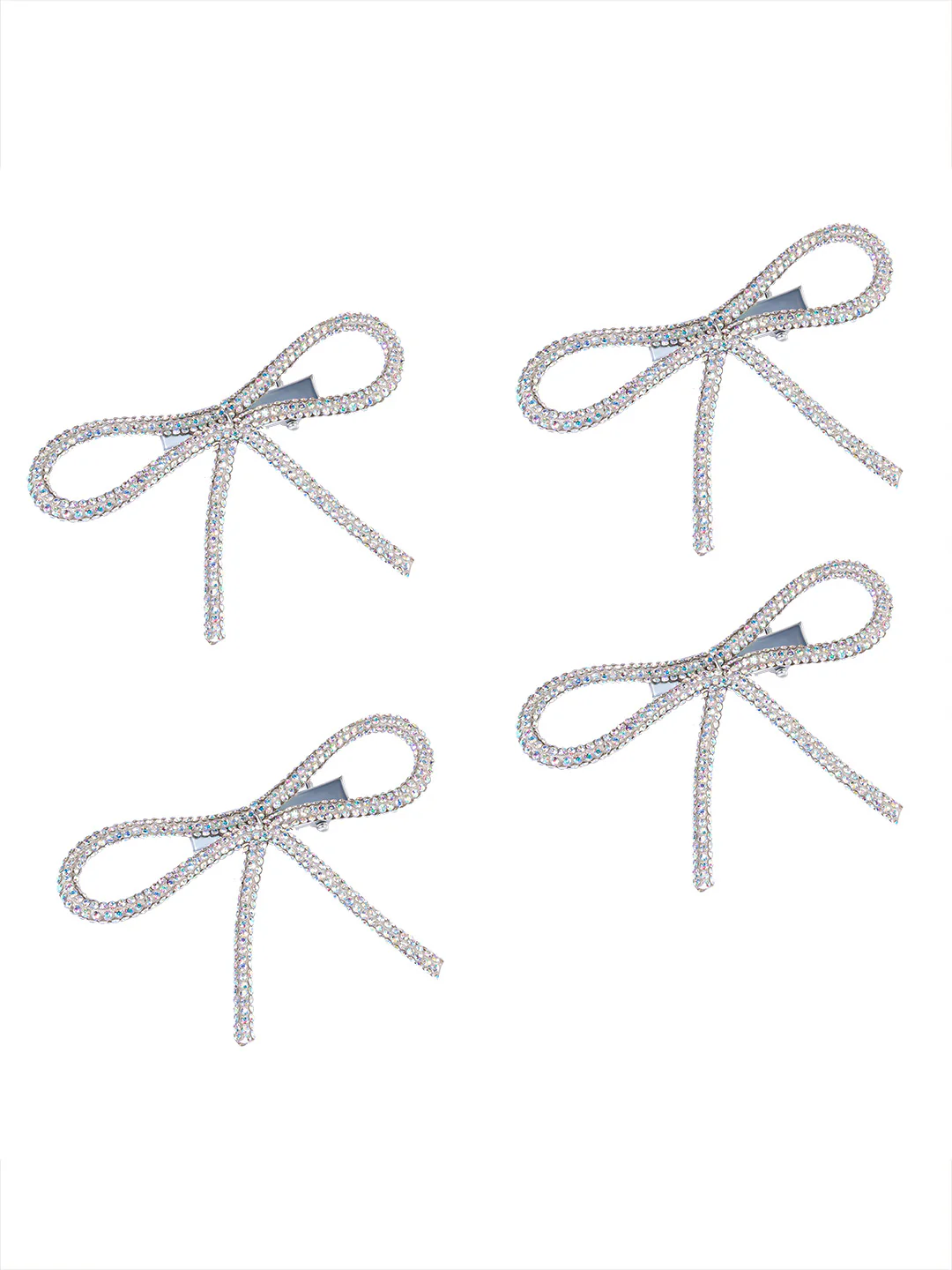 Holographic Crystal Hair Bows Alligator Clip Set of 4 - Image 3