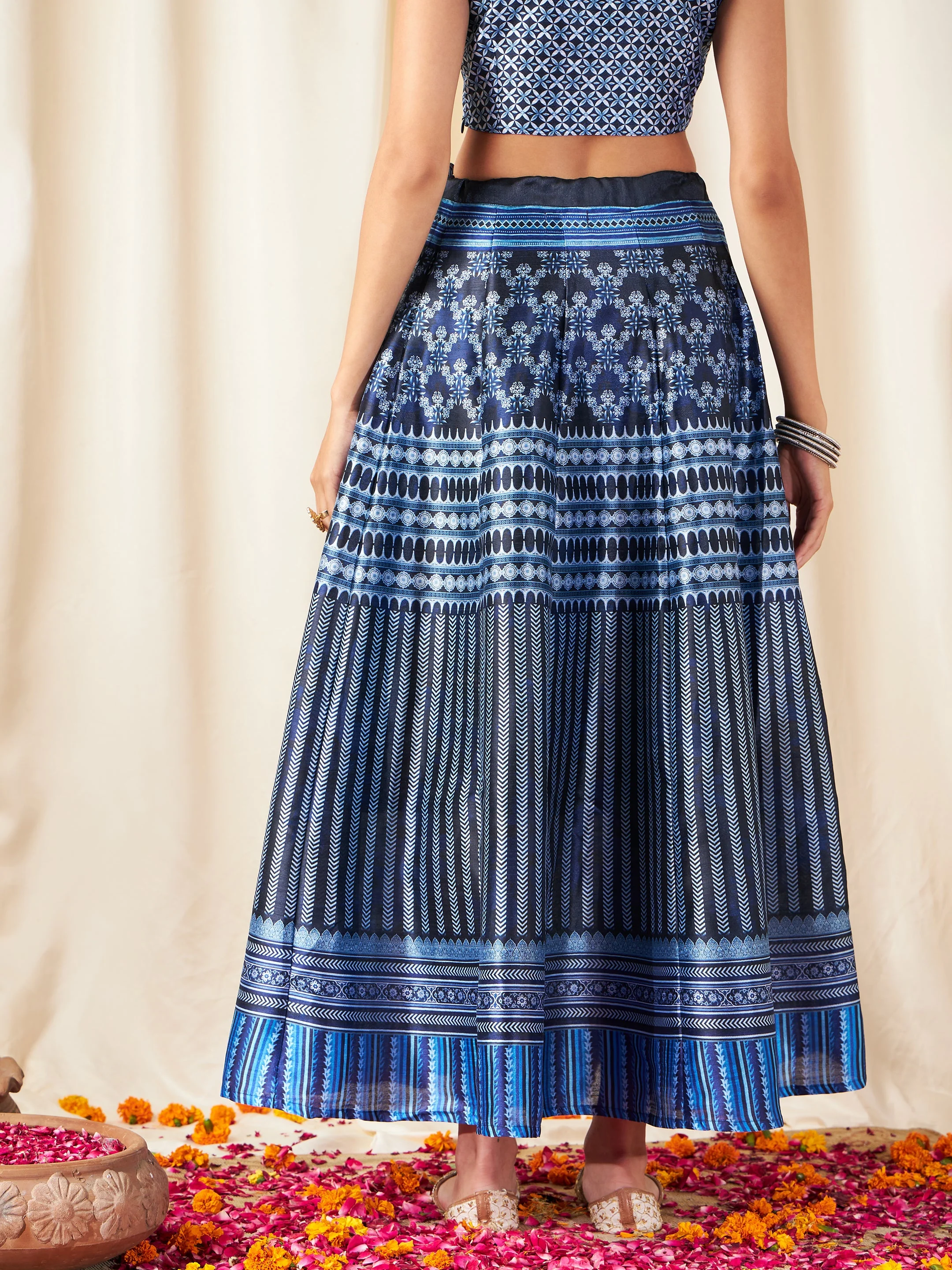 Indigo Kali Chevron Anarkali Skirt - Image 5