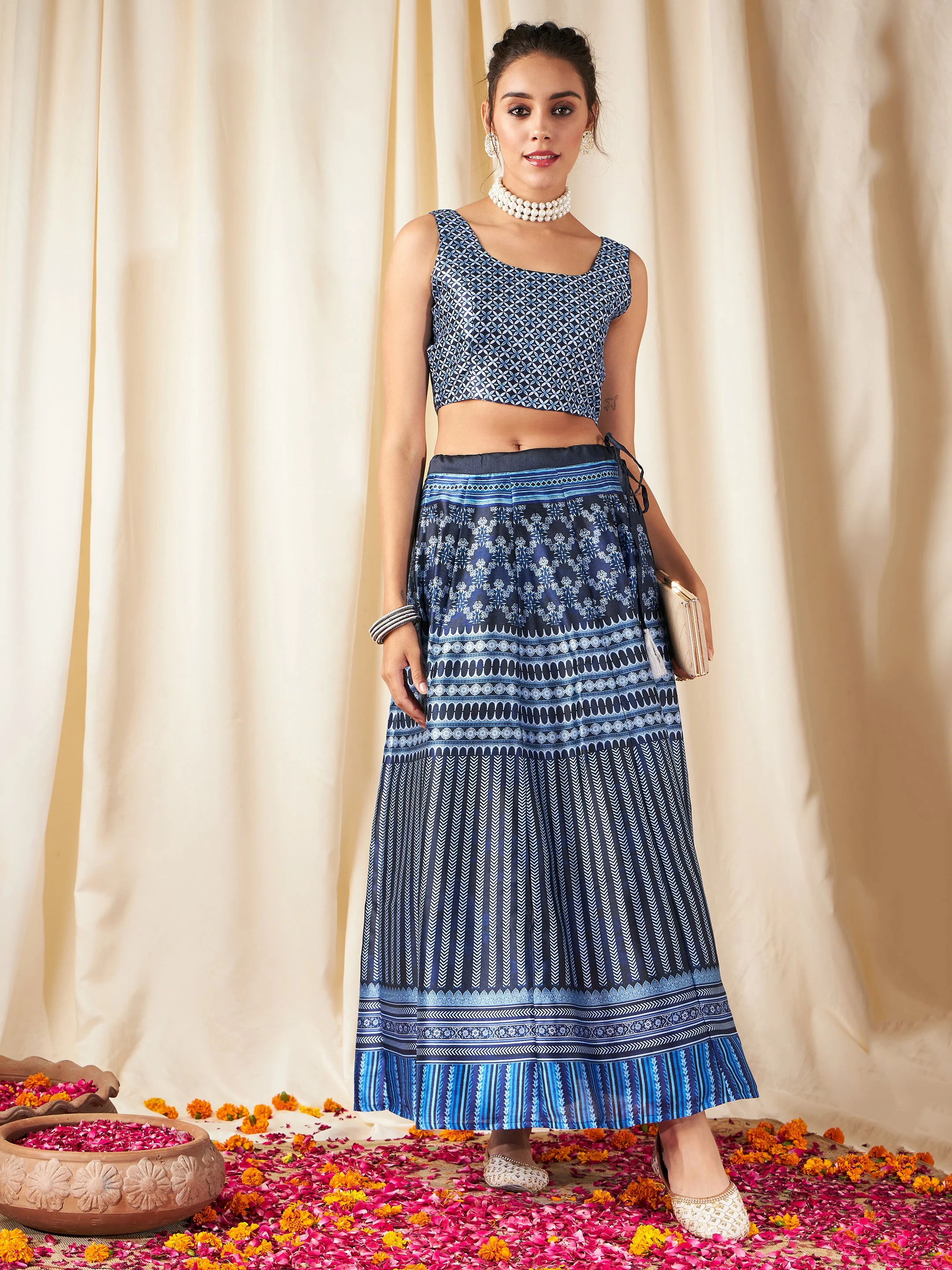 Indigo Kali Chevron Anarkali Skirt - Image 6
