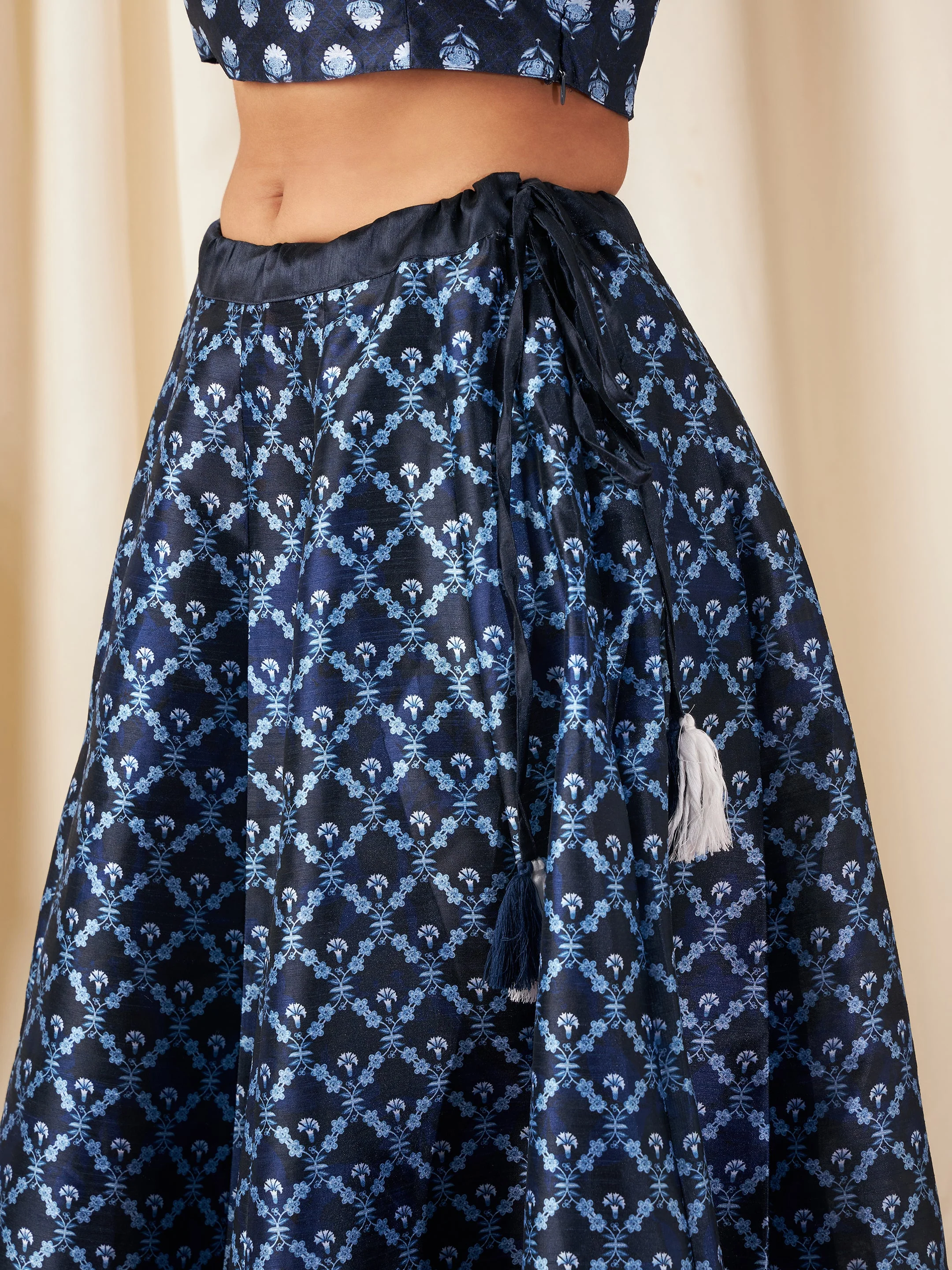 Indigo Kali Floral Anarkali Skirt - Image 4