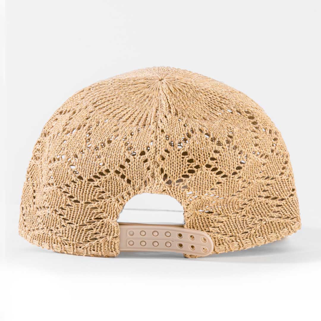Beige Knitted Crochet Baseball Cap - Image 7