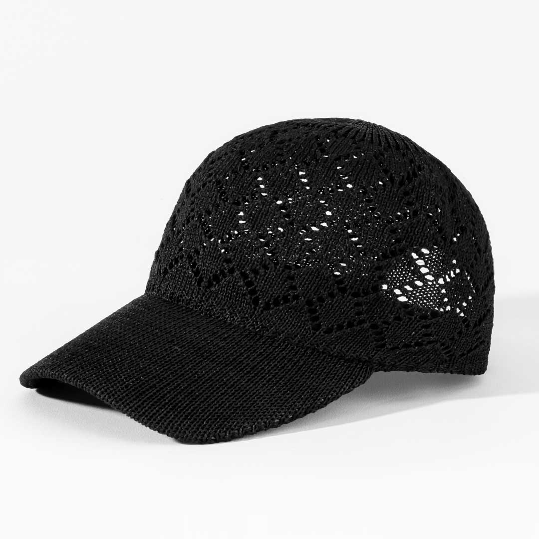 Black Knitted Crochet Baseball Cap - Image 7