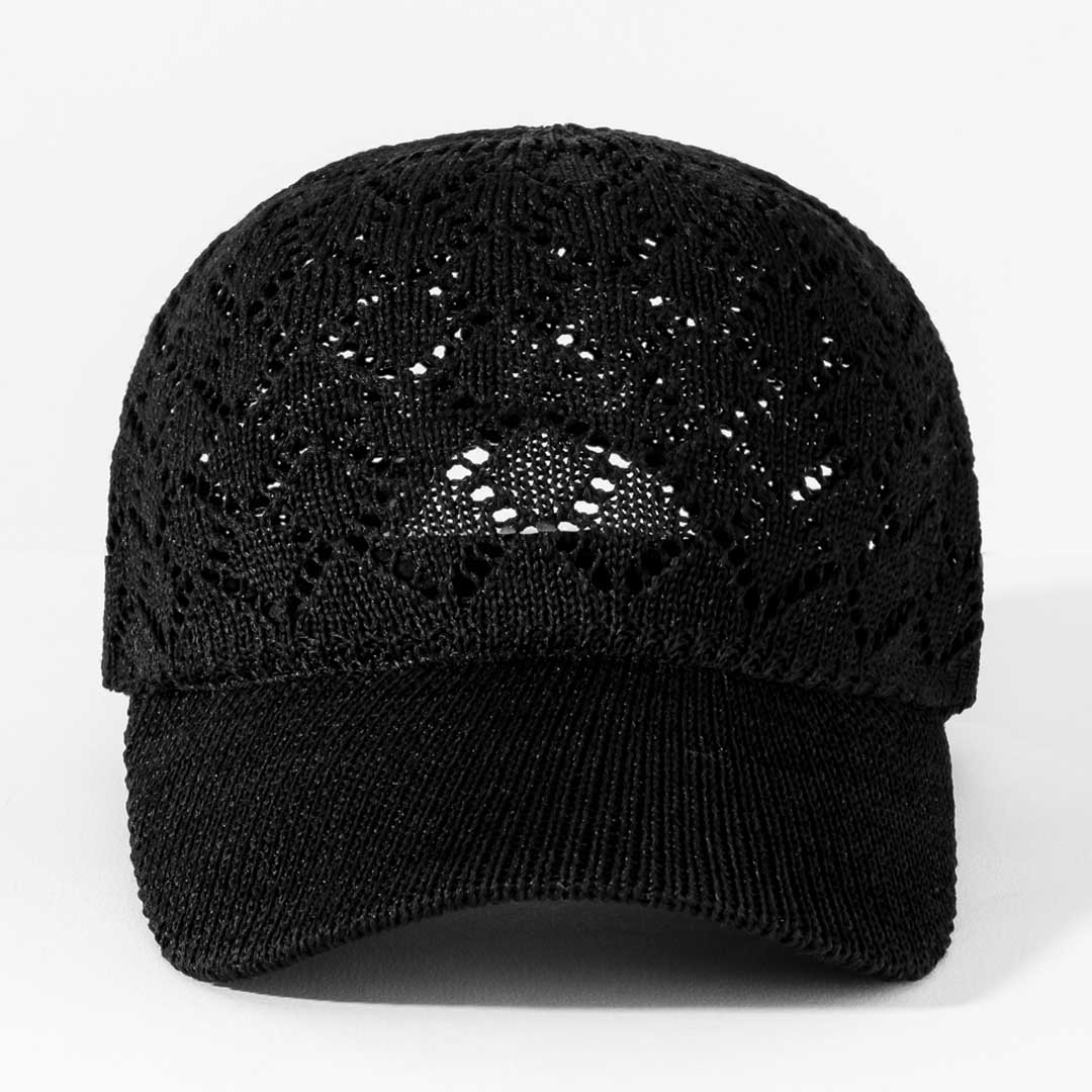 Black Knitted Crochet Baseball Cap - Image 8