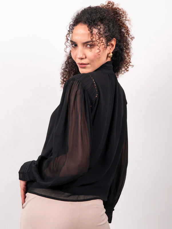 Women Lace inserted viscose blouse - Image 2