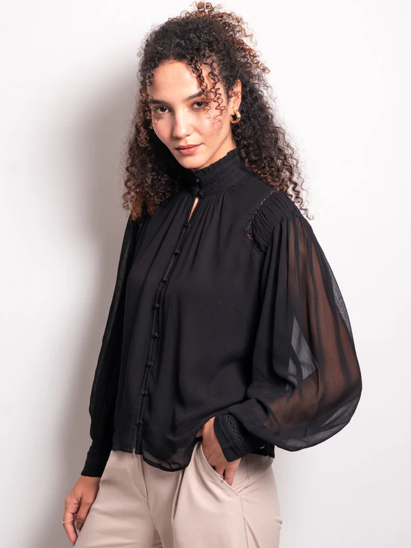 Women Lace inserted viscose blouse - Image 5