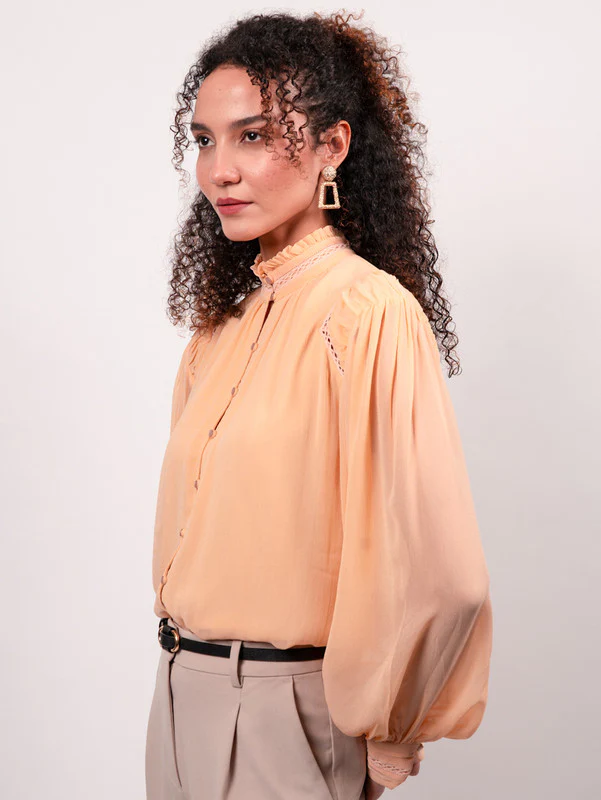 Women Lace inserted viscose blouse - Image 3