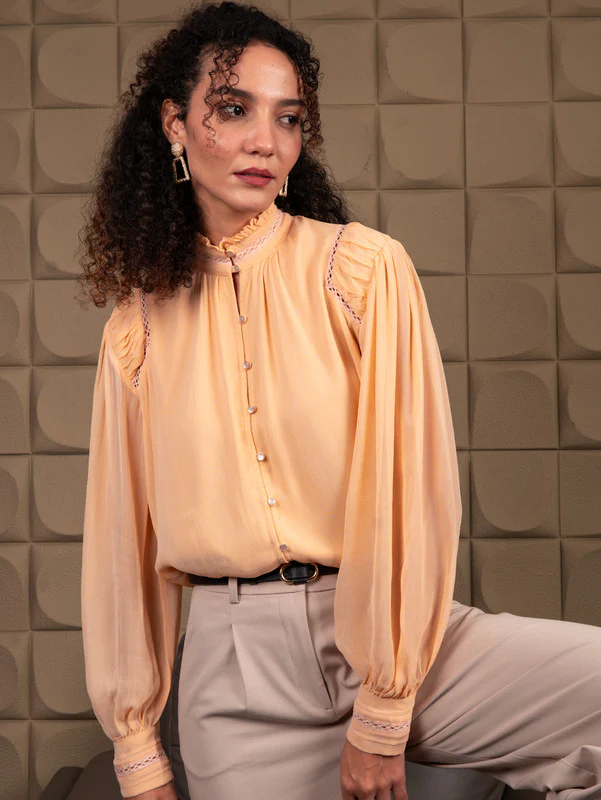 Women Lace inserted viscose blouse - Image 5